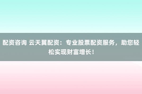 配资咨询 云天翼配资：专业股票配资服务，助您轻松实现财富增长！