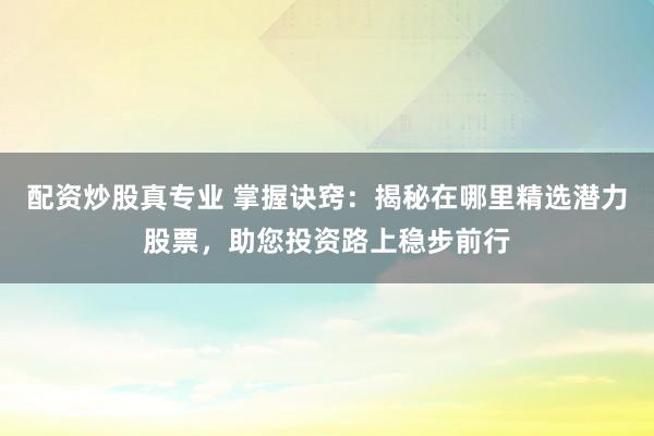 配资炒股真专业 掌握诀窍：揭秘在哪里精选潜力股票，助您投资路上稳步前行