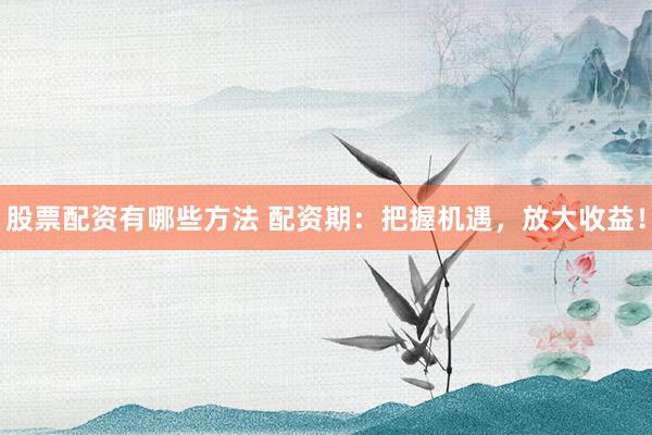 股票配资有哪些方法 配资期：把握机遇，放大收益！