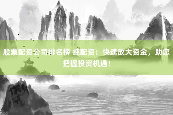 股票配资公司排名榜 纯配资：快速放大资金，助您把握投资机遇！