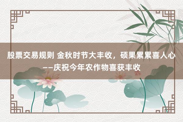 股票交易规则 金秋时节大丰收，硕果累累喜人心——庆祝今年农作物喜获丰收
