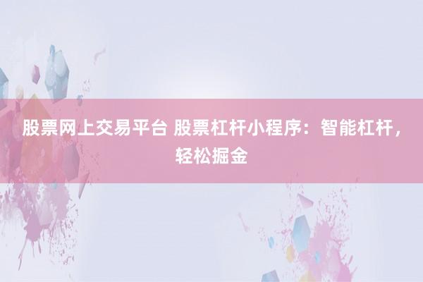 股票网上交易平台 股票杠杆小程序：智能杠杆，轻松掘金