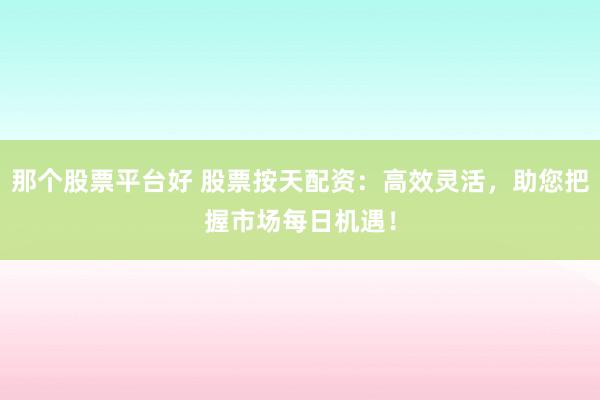 那个股票平台好 股票按天配资：高效灵活，助您把握市场每日机遇！