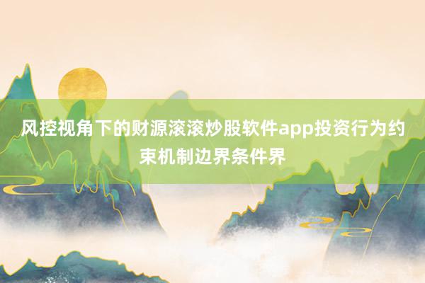 风控视角下的财源滚滚炒股软件app投资行为约束机制边界条件界