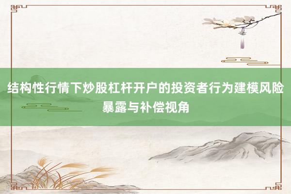 结构性行情下炒股杠杆开户的投资者行为建模风险暴露与补偿视角