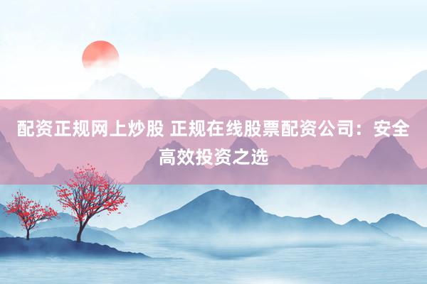 配资正规网上炒股 正规在线股票配资公司:安全高效投资之选