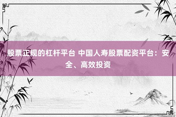 股票正规的杠杆平台 中国人寿股票配资平台：安全、高效投资