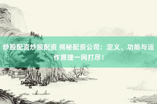 炒股配资炒股配资 揭秘配资公司：定义、功能与运作原理一网打尽！